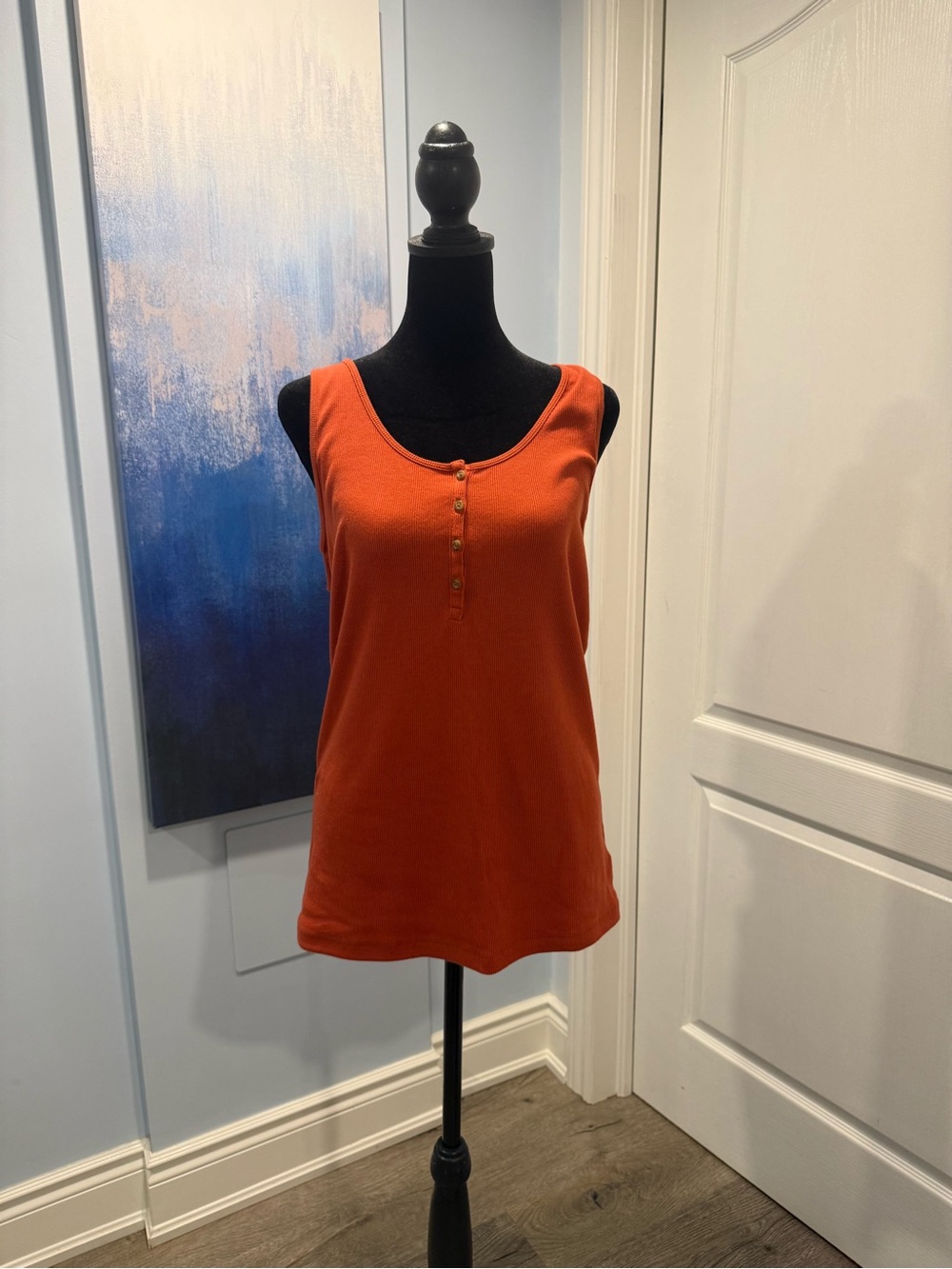 Old Navy Orange Sleeveless Henley Tank